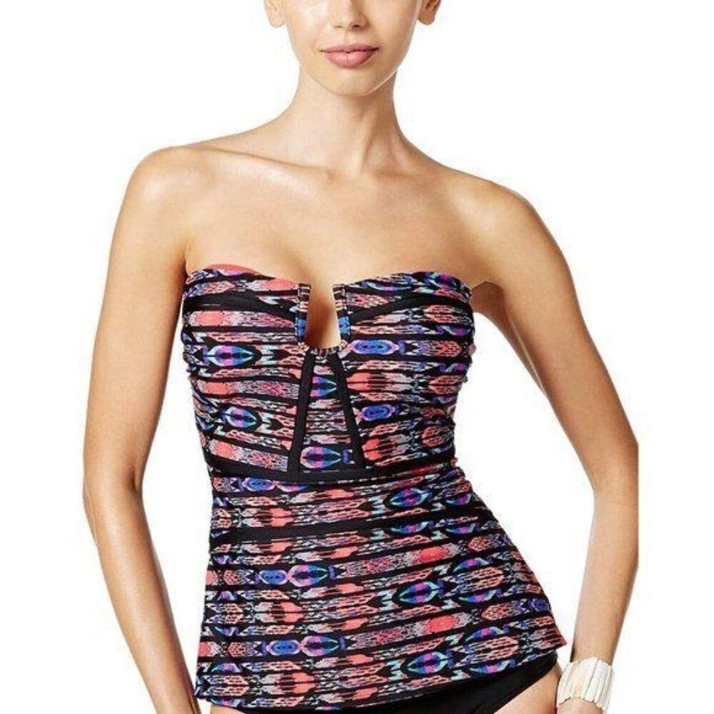 Island Escape Split Bandeau Strapless Tankini Swim Top 6 NEW